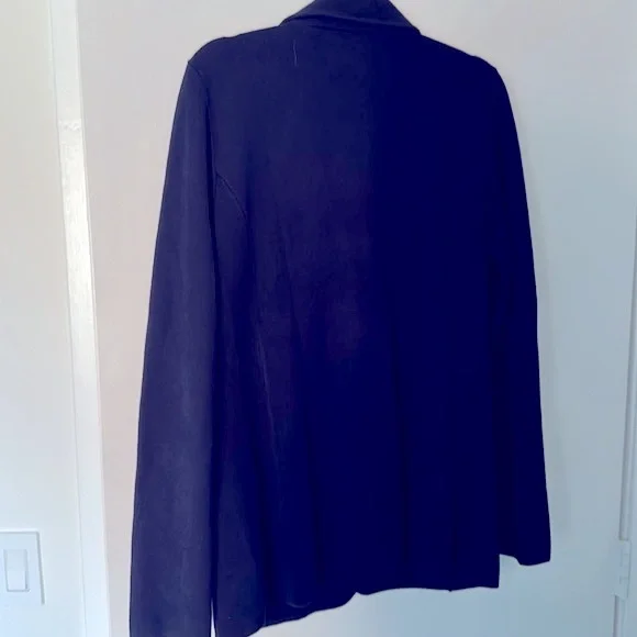 Lauren Ralph Lauren EUC 100% Cotton Navy Blazer Cardigan L. Classic Comfort Knit - Picture 4 of 6